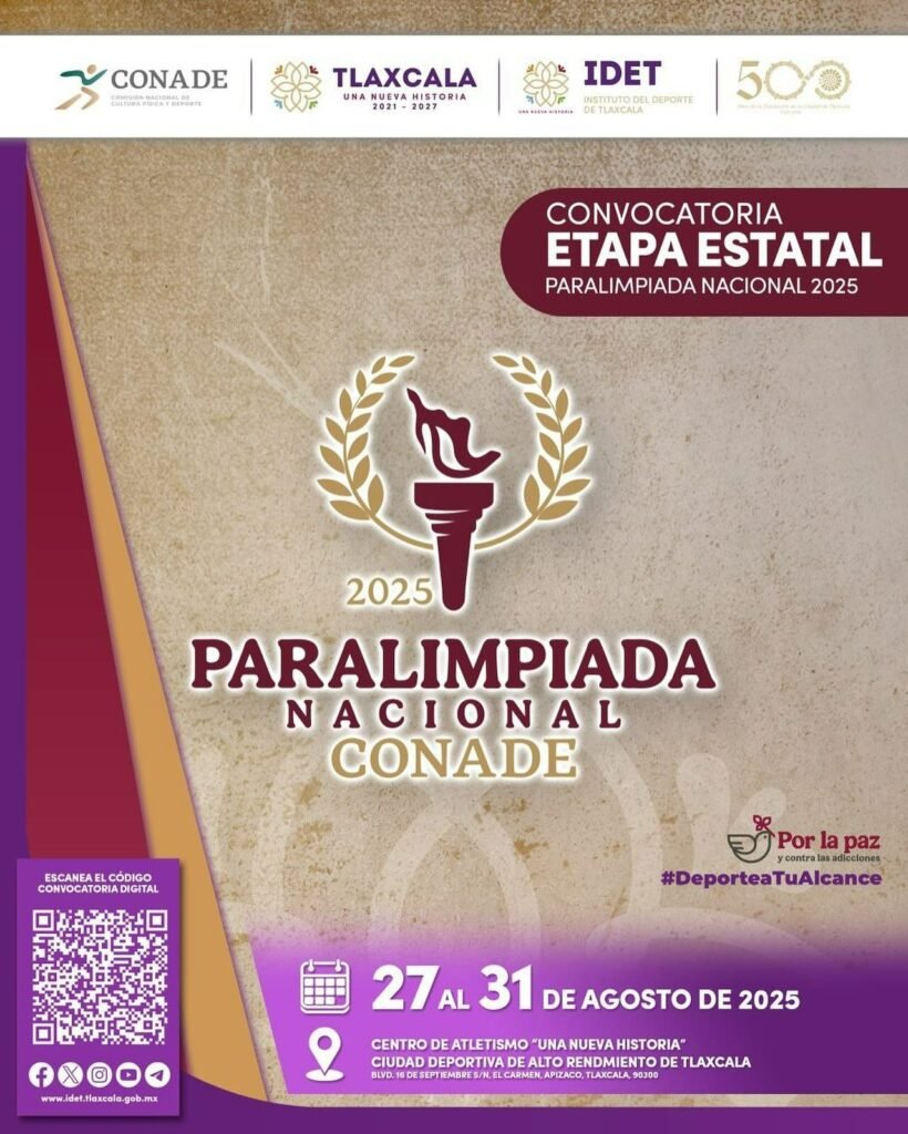 Tlaxcala convoca a atletas para la etapa estatal rumbo a la Paralimpiada Nacional Conade 2025 2 Boletin Paralimpiada 2025-